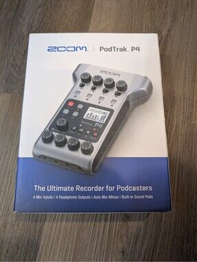 Zoom PodTrak P4 Portable Multitrack Podcast Recorder USB Audio Mixer